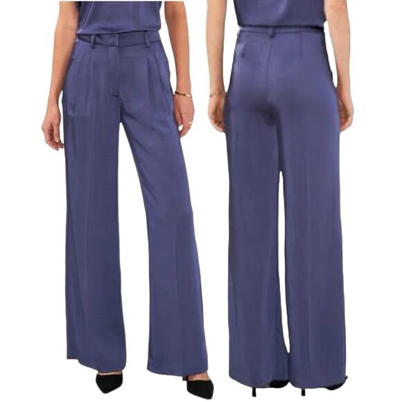 Vince Camuto Women’s Pleated Satin Wide Leg Pants in the Size 14 in Dusk Color - Picture 1 of 4